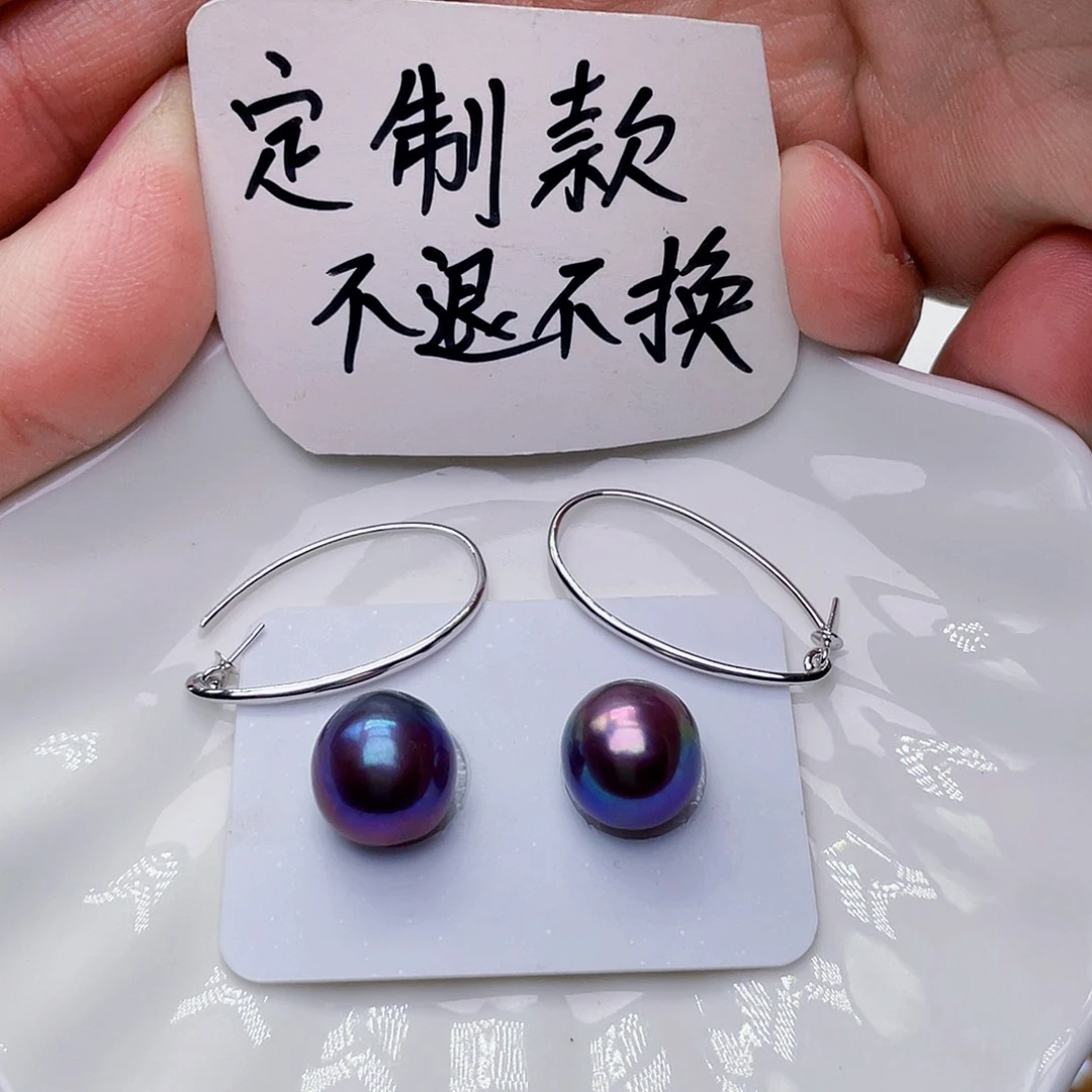 淡水珍珠耳饰银S925镶嵌田****