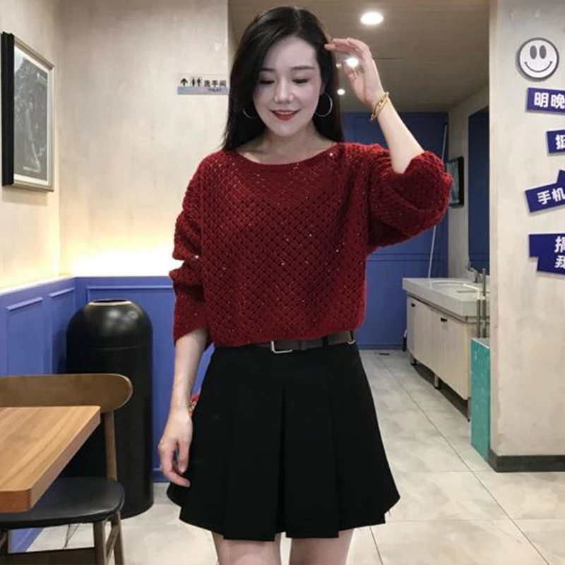 韩系镂空设计感针织衫女2025早秋新款斜肩长袖薄款防晒罩衫上衣