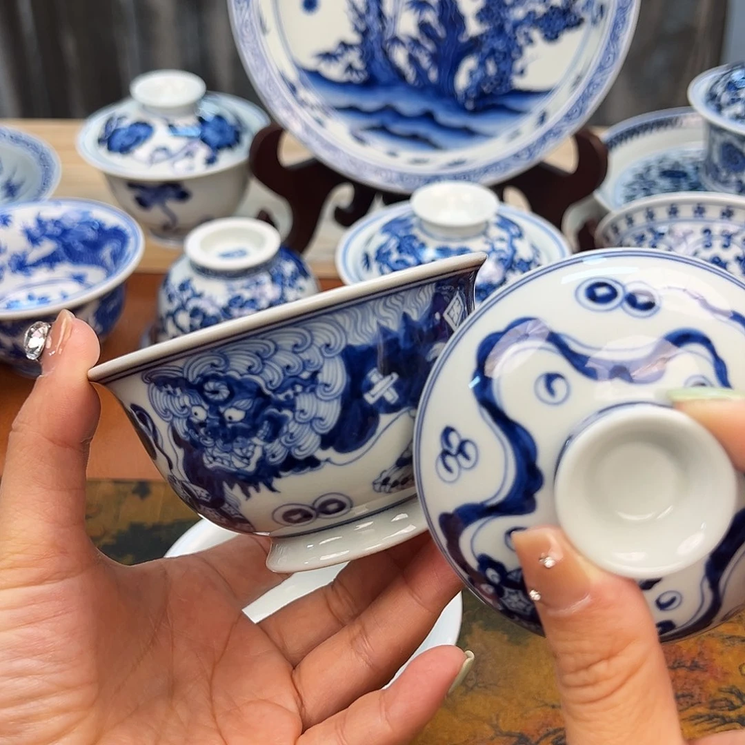 杯景德镇手绘盖碗