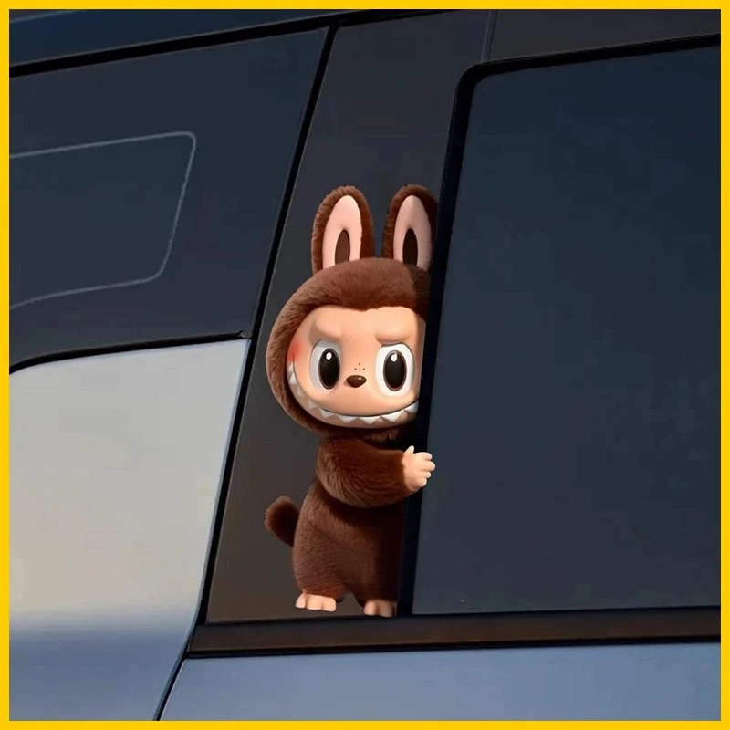 拉布布Zimomo躲猫猫车贴后玻璃车门电瓶车中柱装饰个性卡通车贴纸