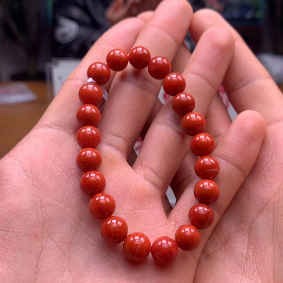 南红玛瑙火焰纹单圈9㎜未镶嵌聪*241217-12