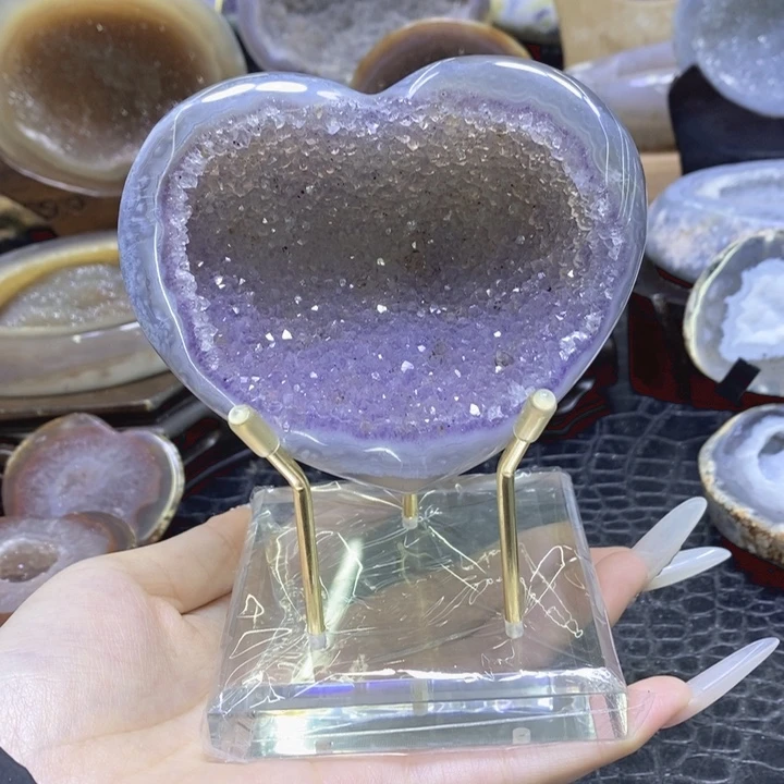 未镶嵌珠宝半成品水晶紫晶深窝窝爱心