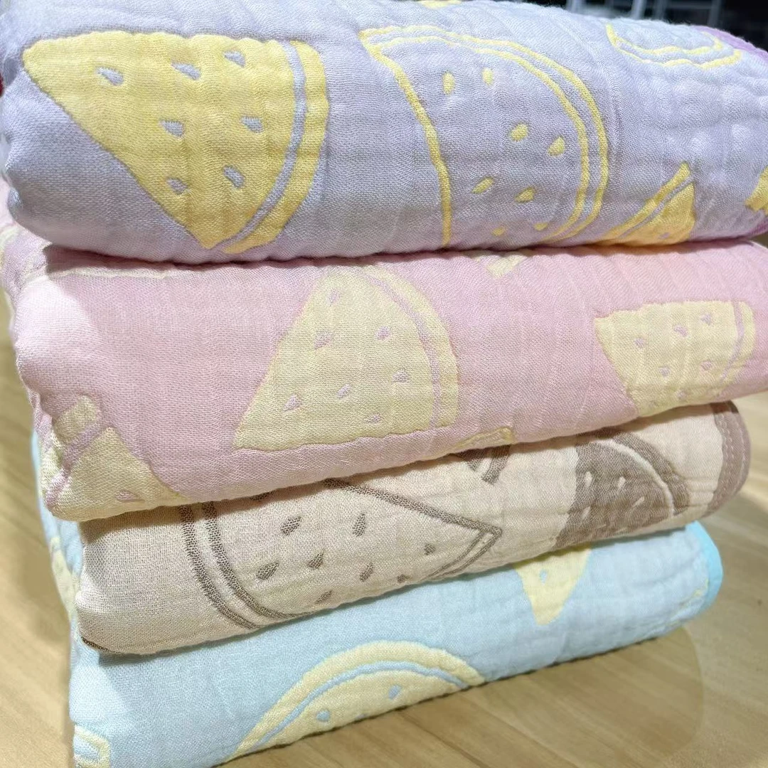 八层110*110西瓜竹棉超柔婴儿浴巾