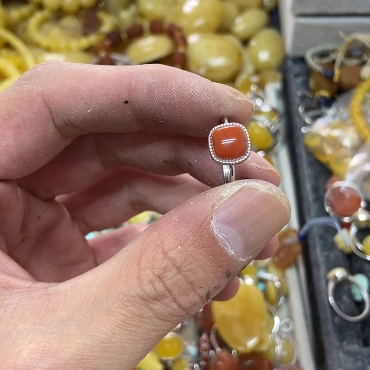 南红玛瑙戒指银S925镶嵌多样性发货