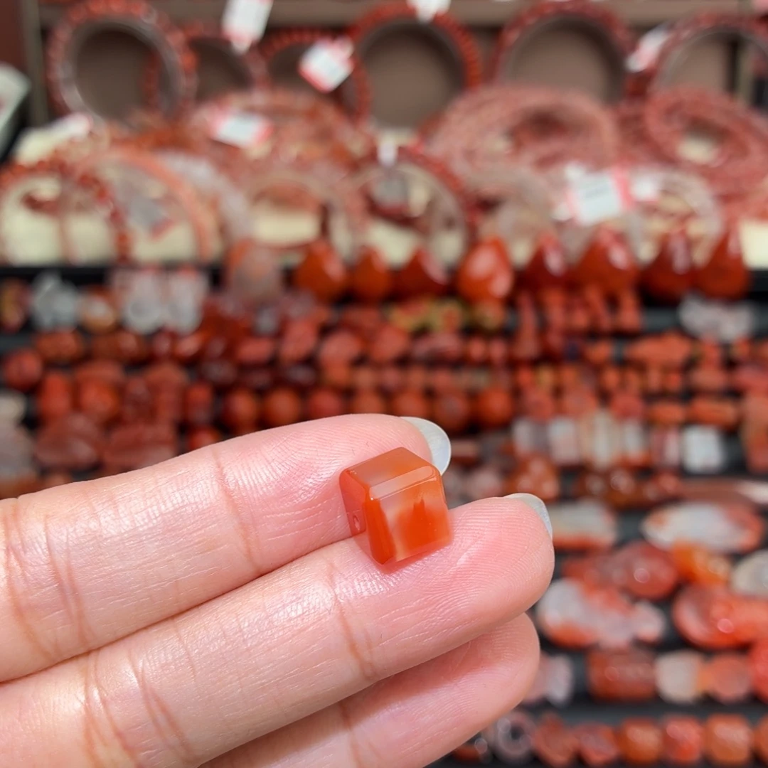 南红玛瑙未镶嵌颈饰方糖9+