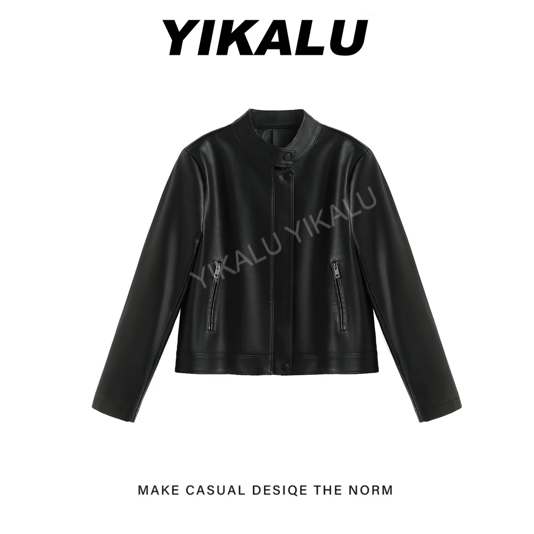 海宁短款欧货立领外套女2025秋季新款小个子时尚夹克机车服