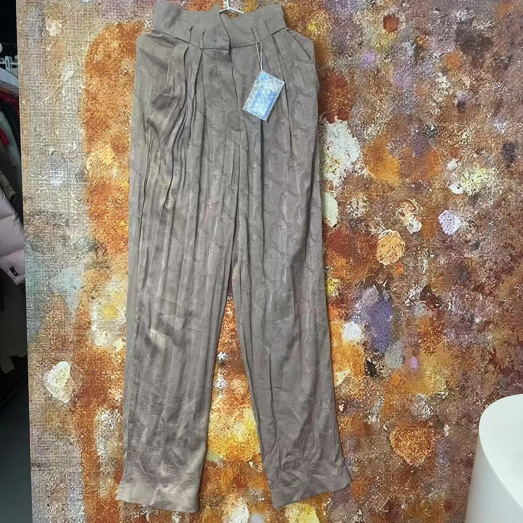 95新 FENDI/芬迪 【毛毛专属】印花藕色长裤/bb22