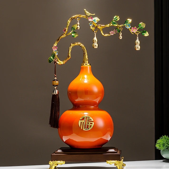 【师傅推荐】五福临门陶瓷葫芦摆件客厅玄关酒柜电视柜装饰品乔迁