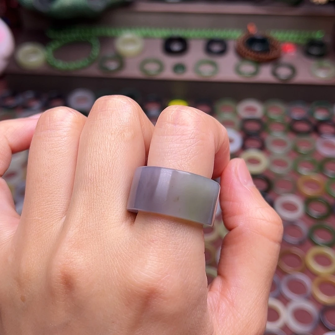 和田玉戒指未镶嵌17.3紫翠