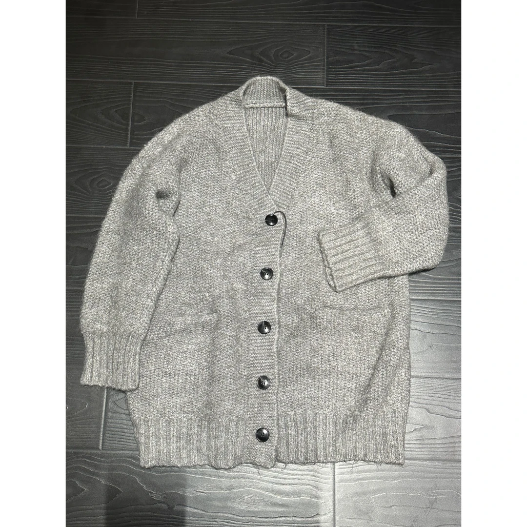 【坠入暮色】复古纯色开衫休闲冬加厚口袋针织衫毛衣灰色宽松百搭