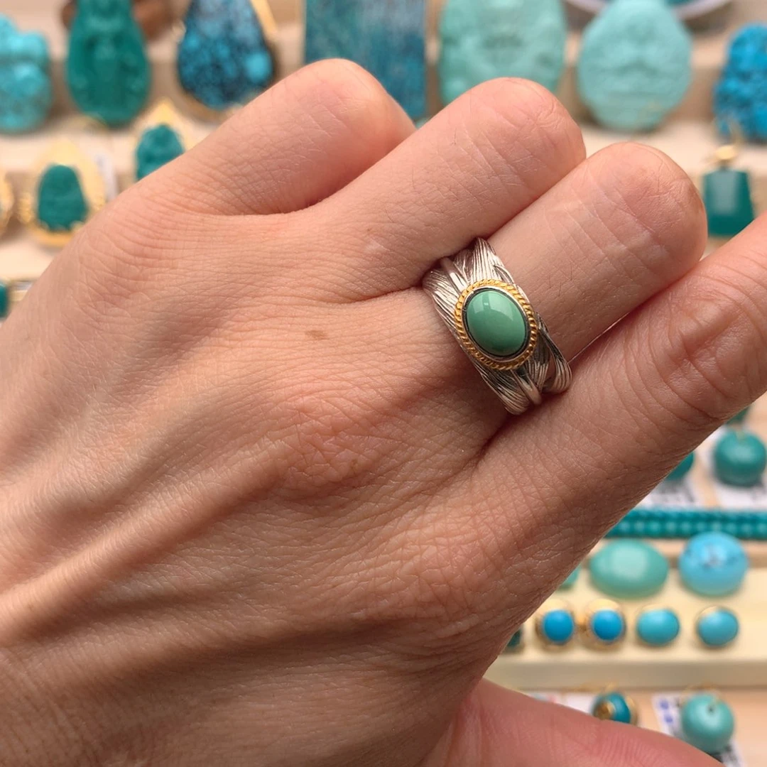 银S925镶嵌绿松石珠宝奇石