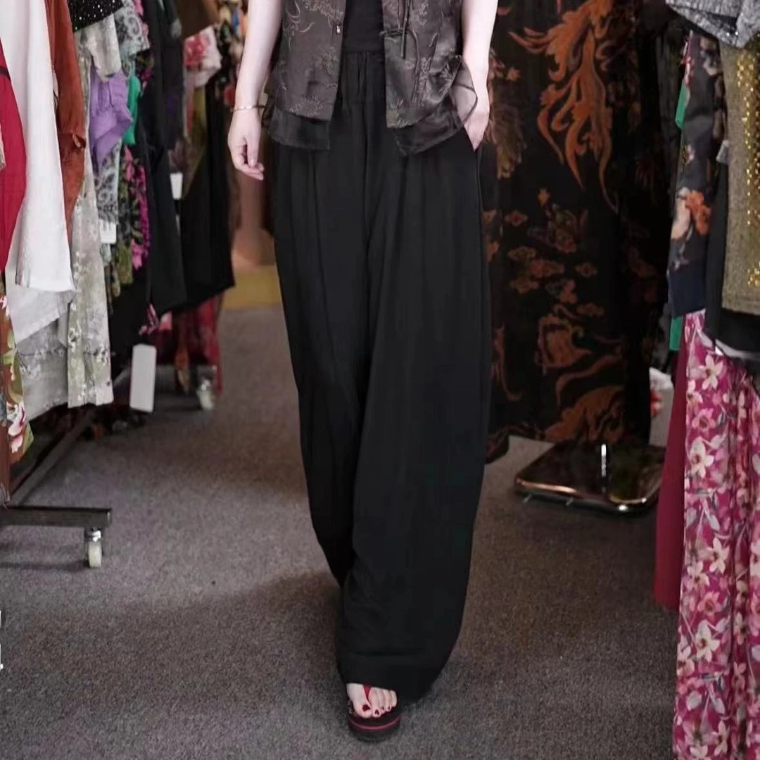 【夏上新】裙裤女夏季薄款休闲显瘦褶皱洋气高腰垂感宽松慵懒山本裤