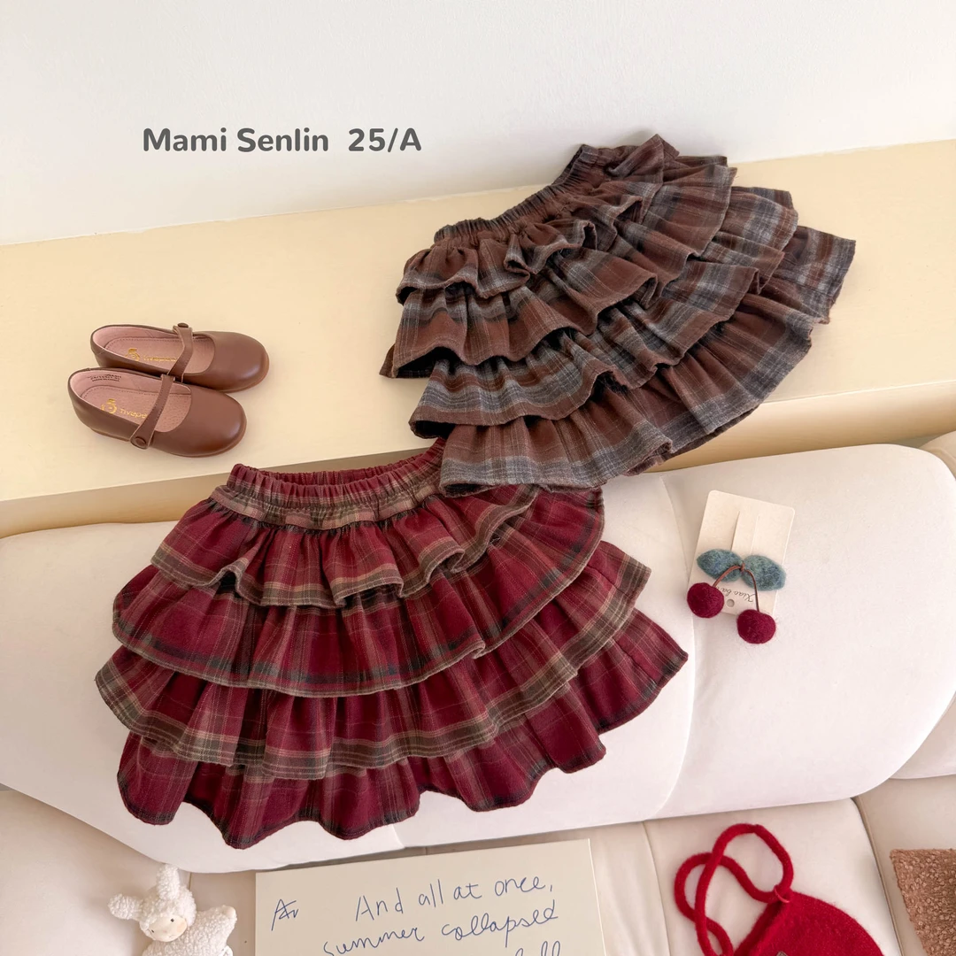 【现货】妈咪森林童装2025年女童秋装格子半裙253-MMSL-253068