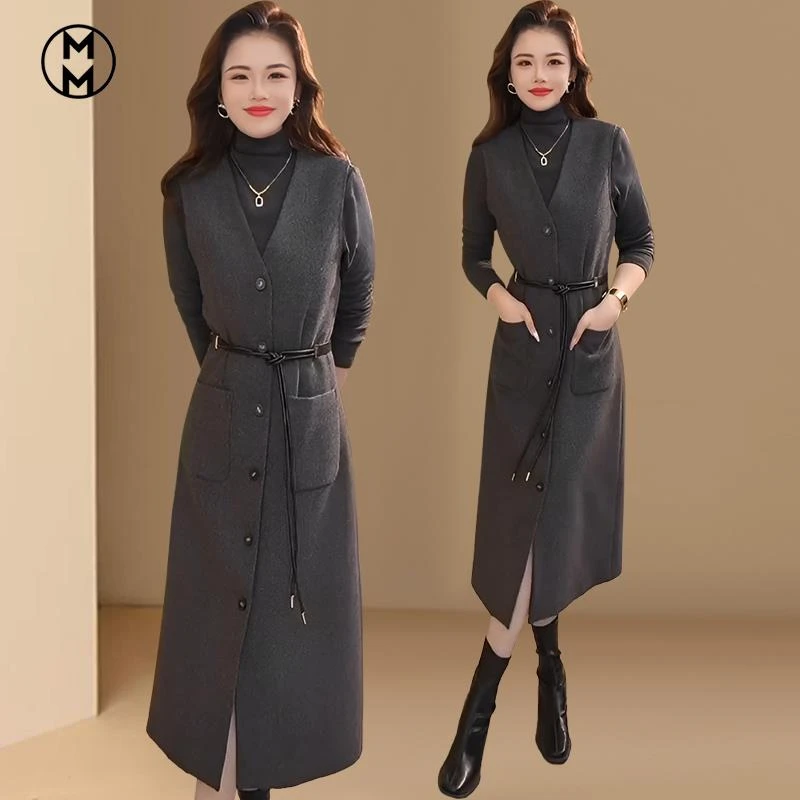 MM气质马甲背带连衣裙套装女春秋2025新款高端打底背心裙两件套