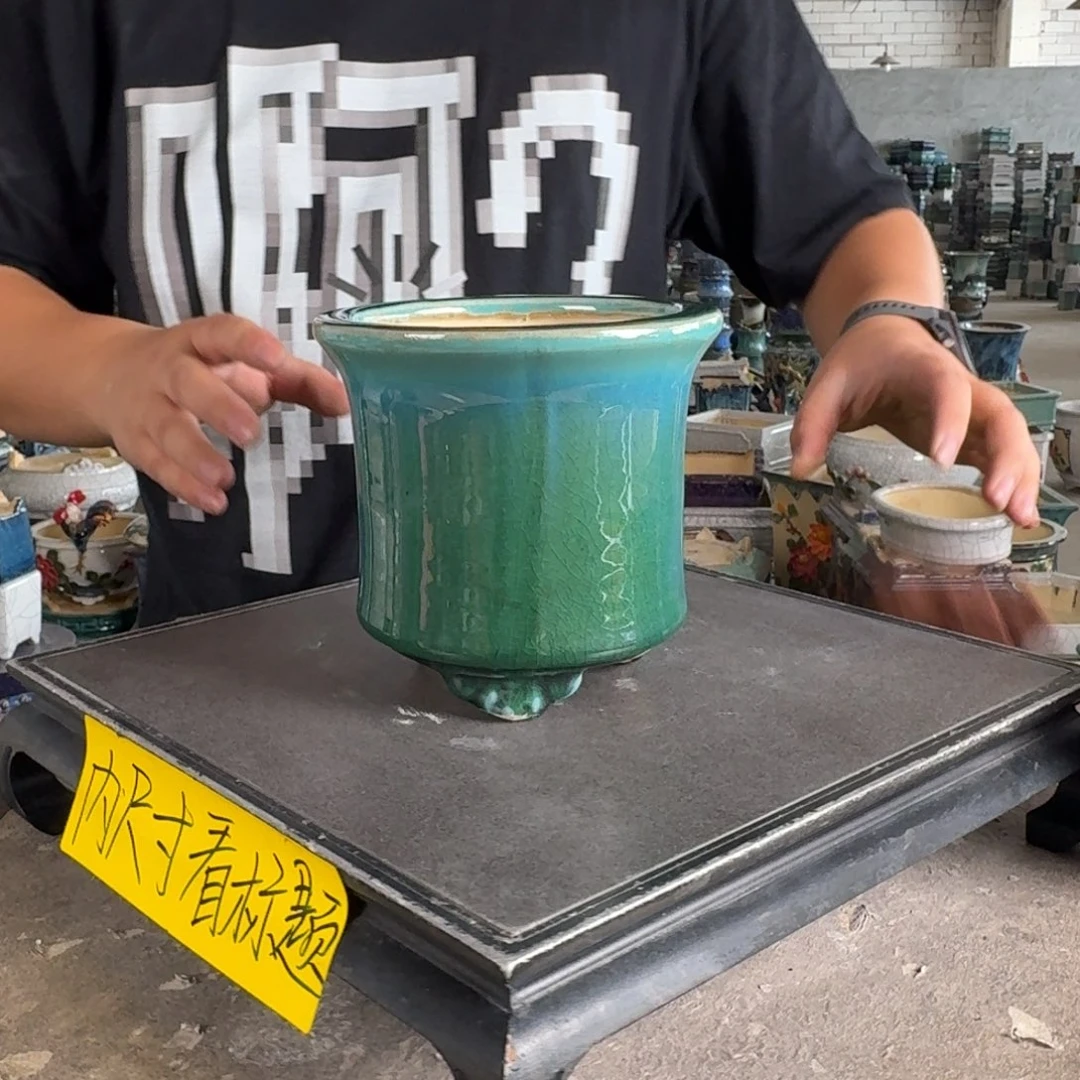 。一风堂石湾花盆 打磨痕迹 内11*11