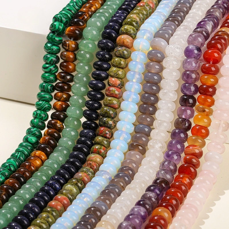 6*10mm多材质算盘珠散珠DIY饰品配件玛瑙定位珠隔片手链现货