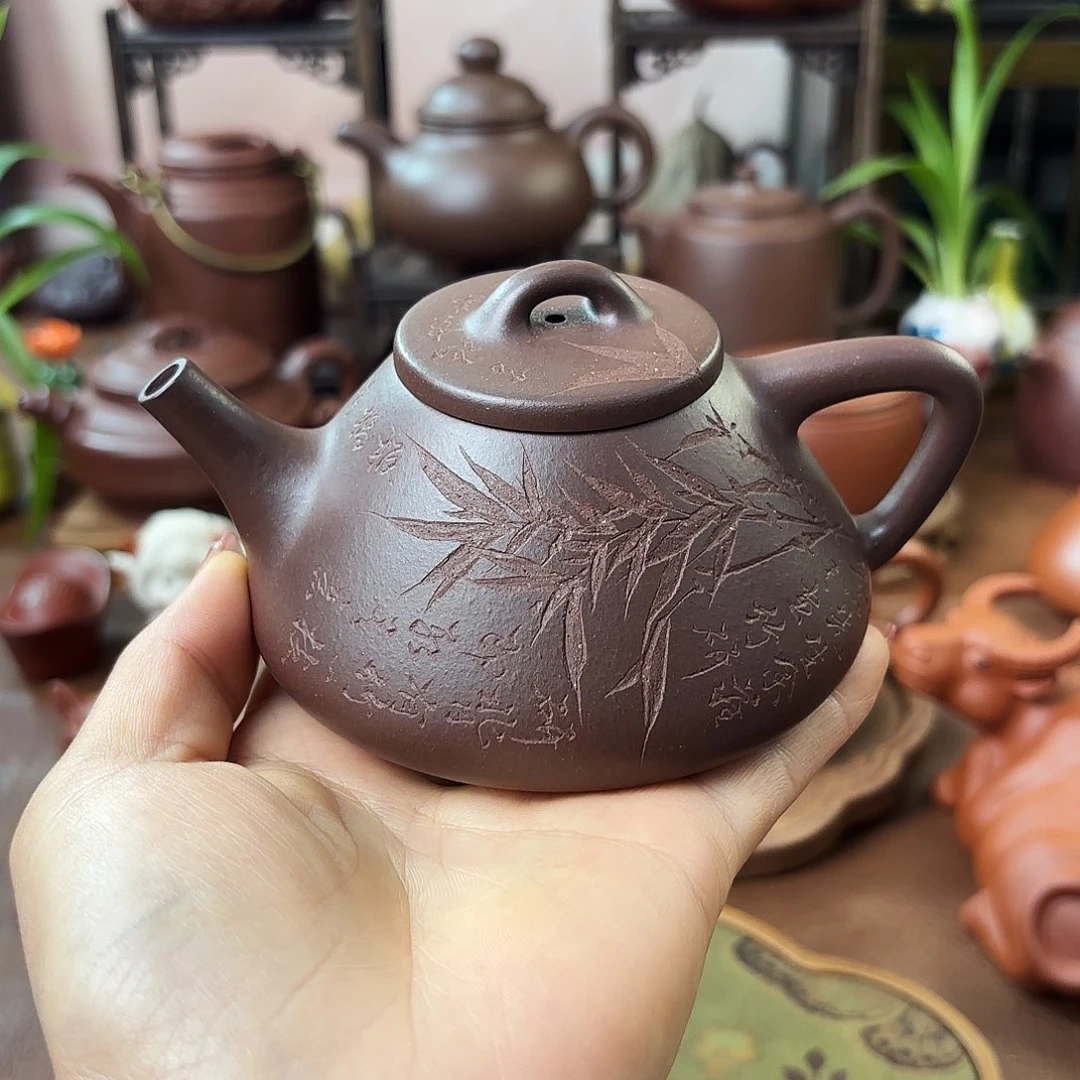 紫砂茶壶子冶石瓢老紫泥200cc