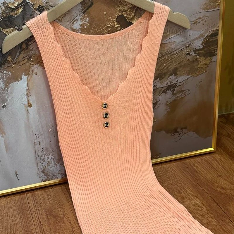 25春季新款原创设计师款糖果色修身背心吊带2459FF3399