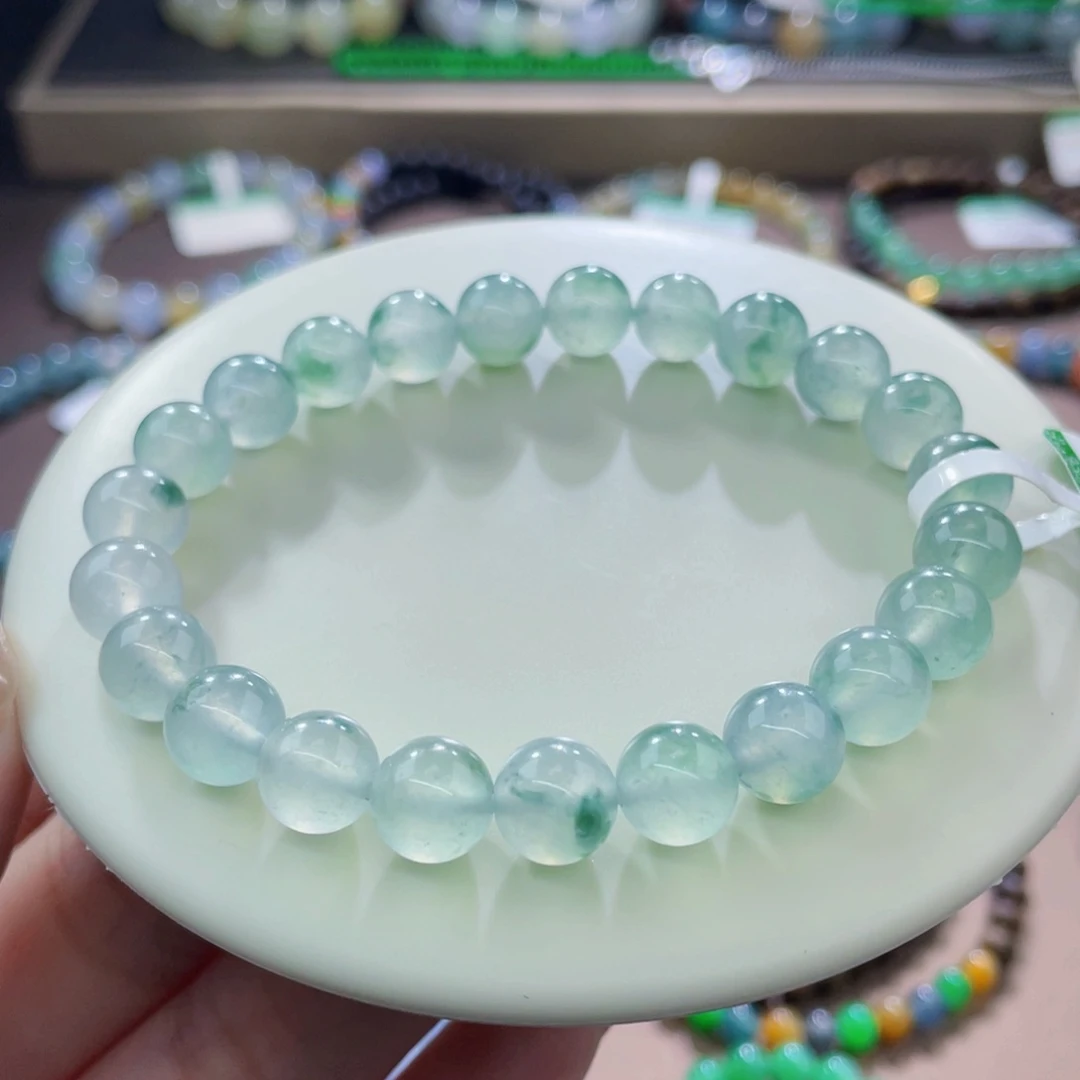 未镶嵌手链翡翠冰飘绿卡8+