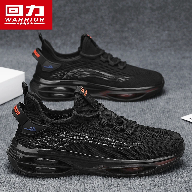 回力男鞋2025新款冬季透气飞织网面运动鞋休闲跑步减震黑色老爹鞋