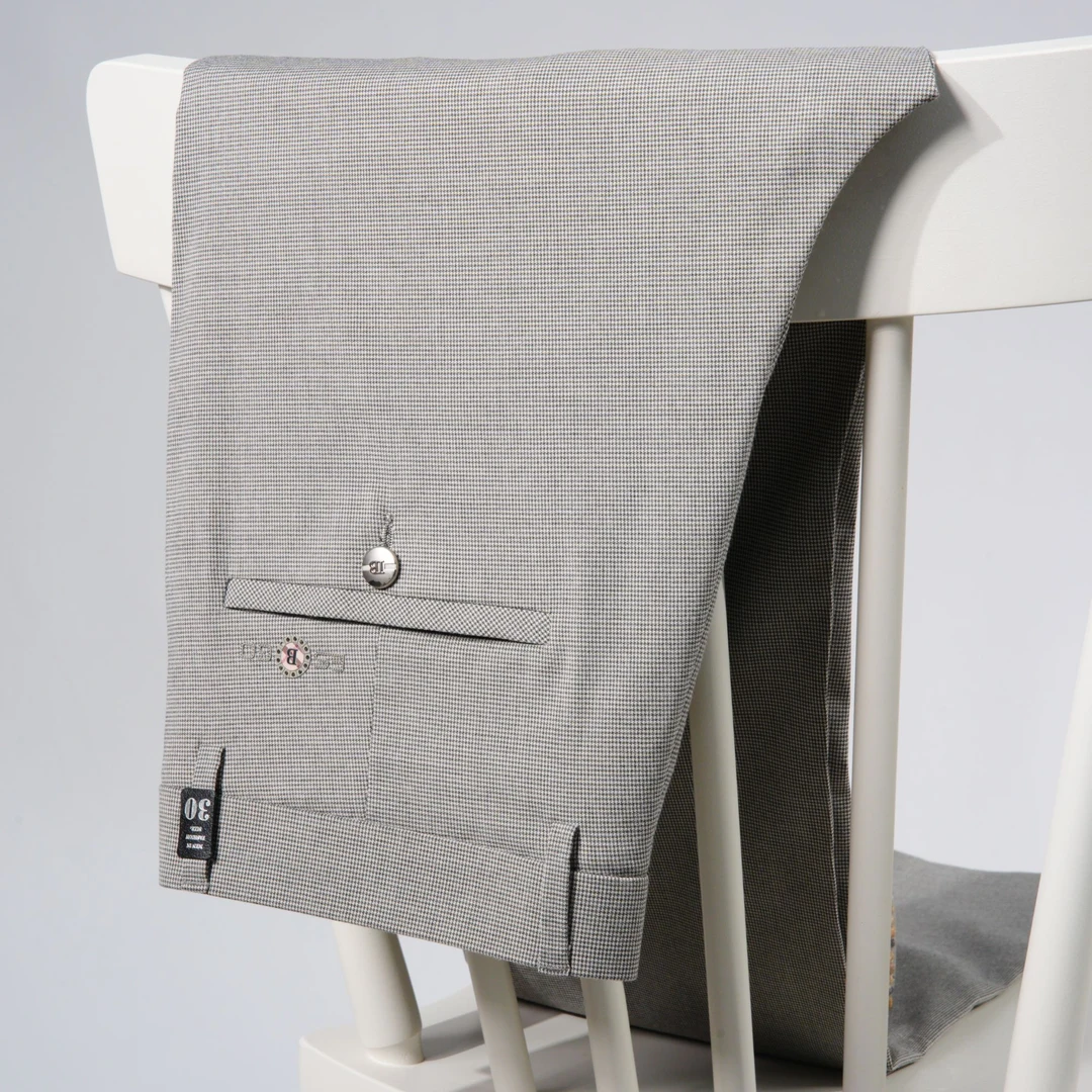 D-1029夏季薄款千鸟格色纺提花亲肤透气凉爽商务男士休闲裤直筒