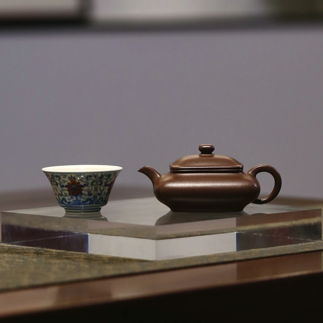 知了居推荐·陈铭泽『寒灰老人款四方虚扁壶』170cc  60目经典紫泥