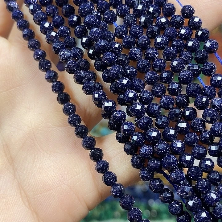 玛瑙/玉髓未镶嵌珠宝半成品蓝沙切面卡4mm（2条）