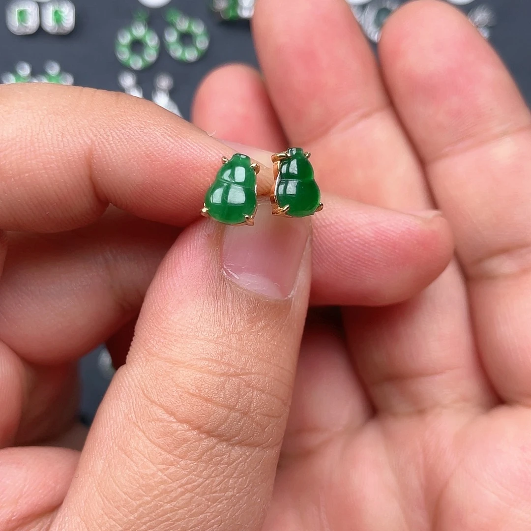 翡翠银S925镶嵌耳饰