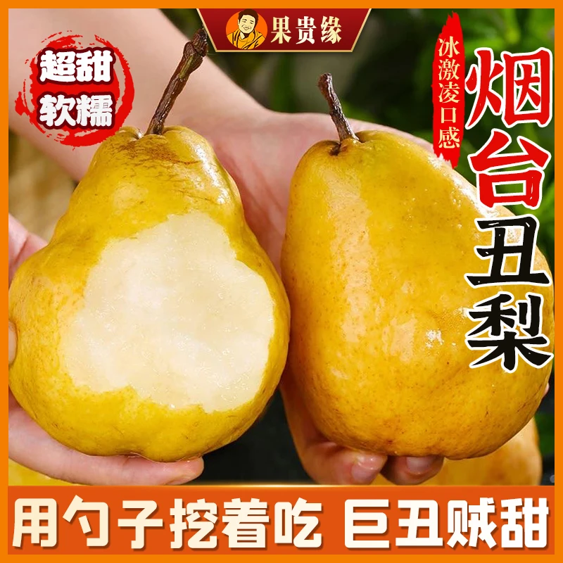 山东正宗中华烟台软糯冰激凌丑梨新鲜当季水果多汁放软吃太婆梨