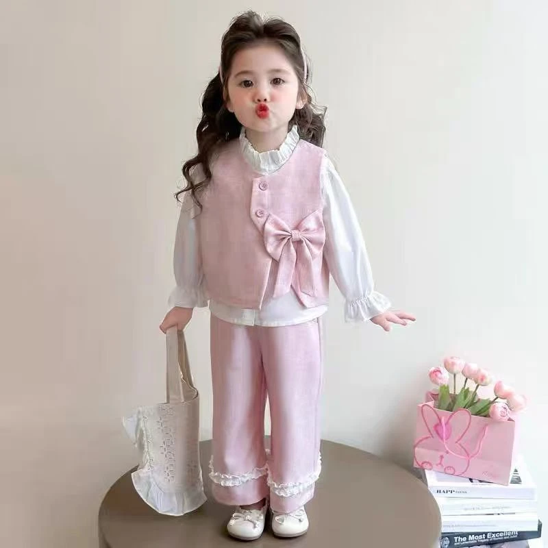 女童春装小香风套装2025新款儿童马甲时髦宝宝春秋网红衣服