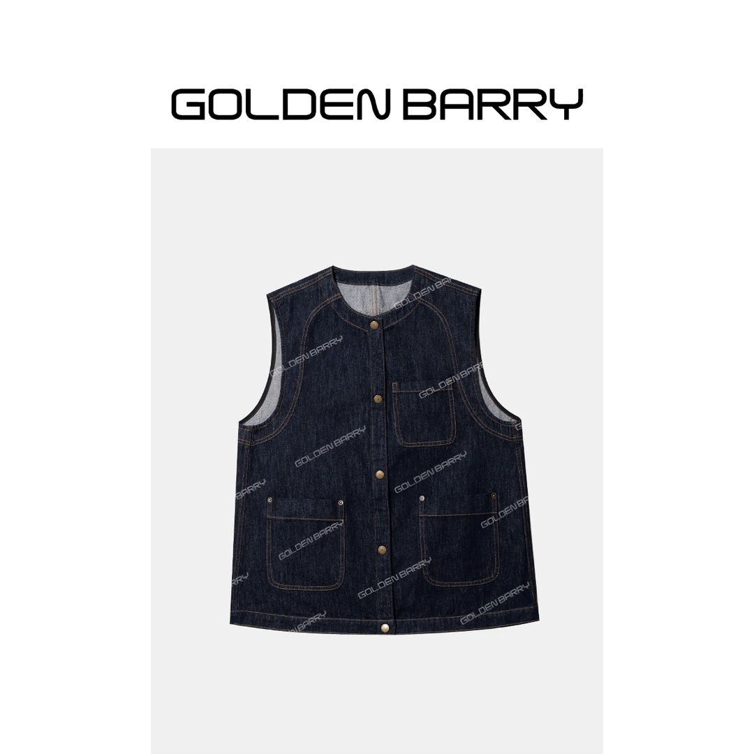GOLDENBARRY|123160“随性时光”廓版分割设计牛仔马甲