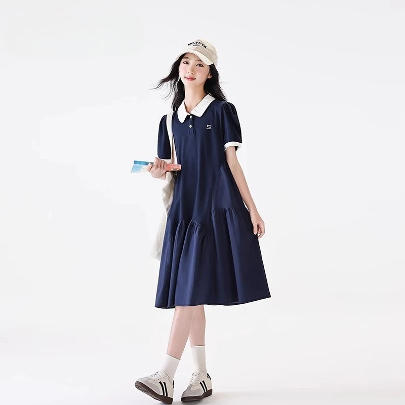 女童连衣裙夏季2025新款青少年女孩好看POLO裙大童初中生夏装裙子