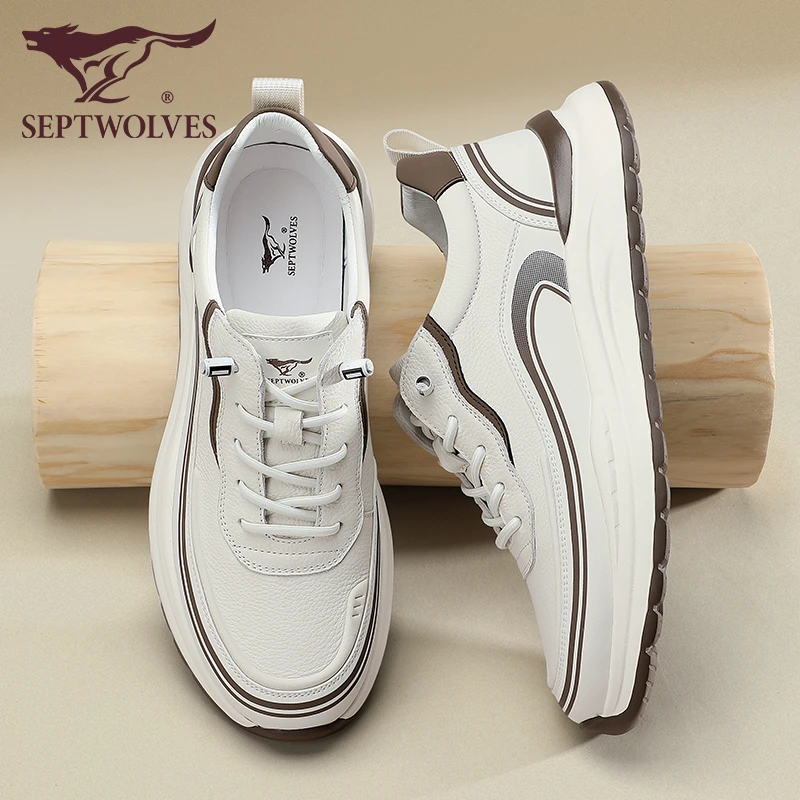 七匹狼男鞋2025秋季新款真皮软底时尚跑步运动鞋低帮舒适休闲鞋男