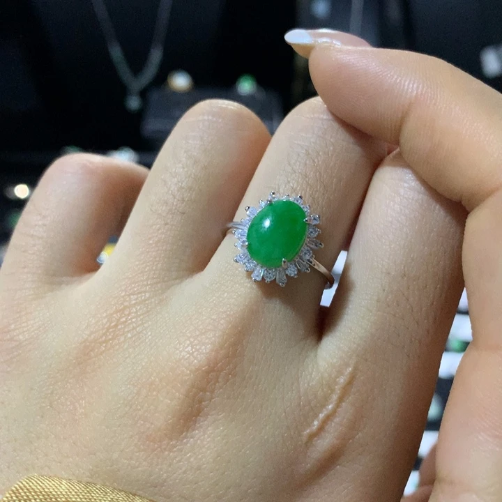 翡翠银S925镶嵌戒指