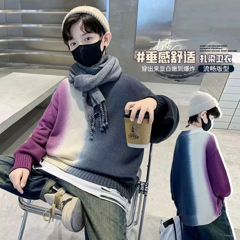 502022《现》春款优选韩版儿童舒适休闲洋气时尚扎染毛衣