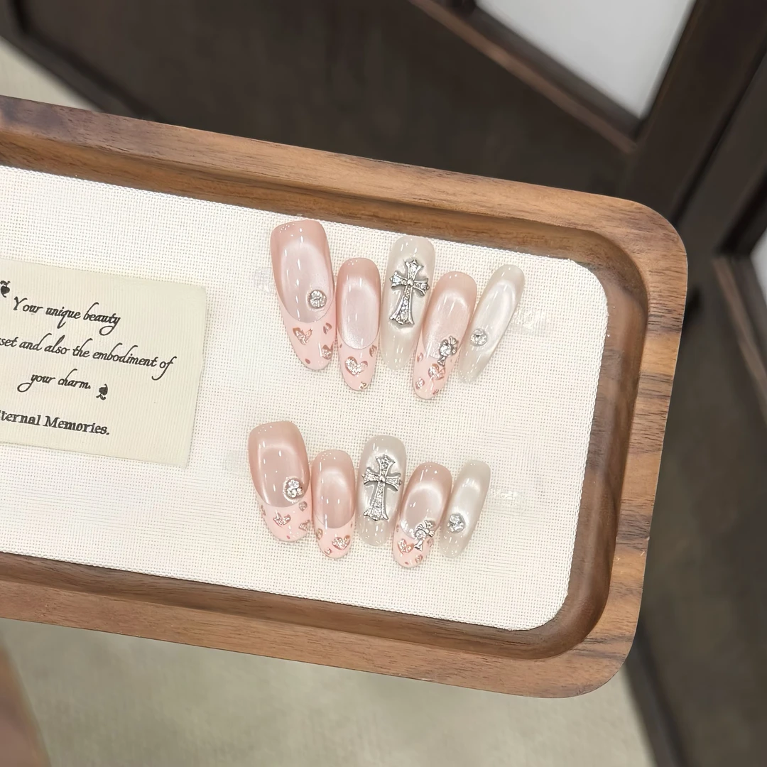 粉晶十字-XingHeJiYu轻奢高定美甲 10片装