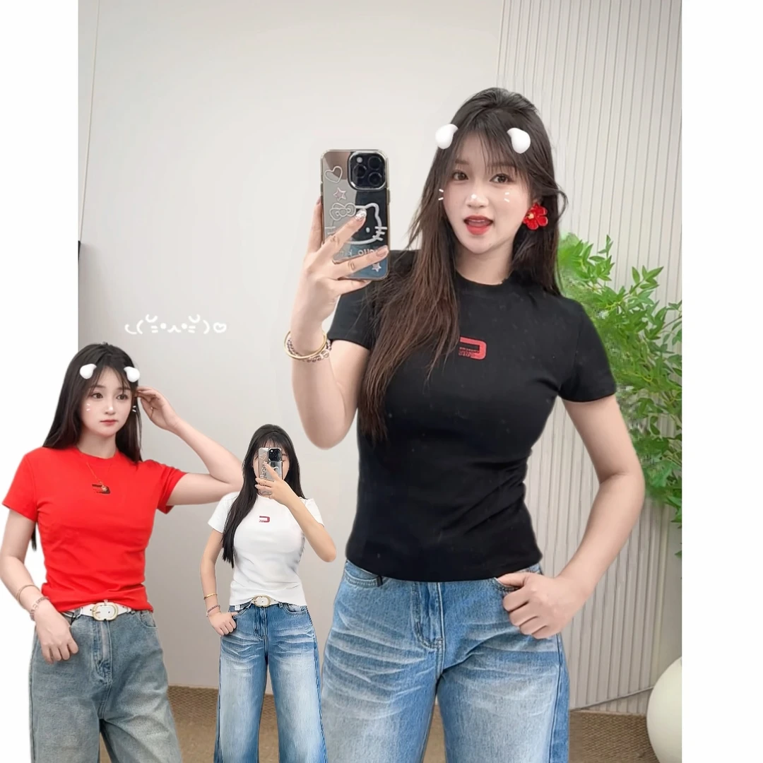 正肩大码女装短袖T恤遮肉显瘦宽松休闲韩版上衣时尚百搭2025新款