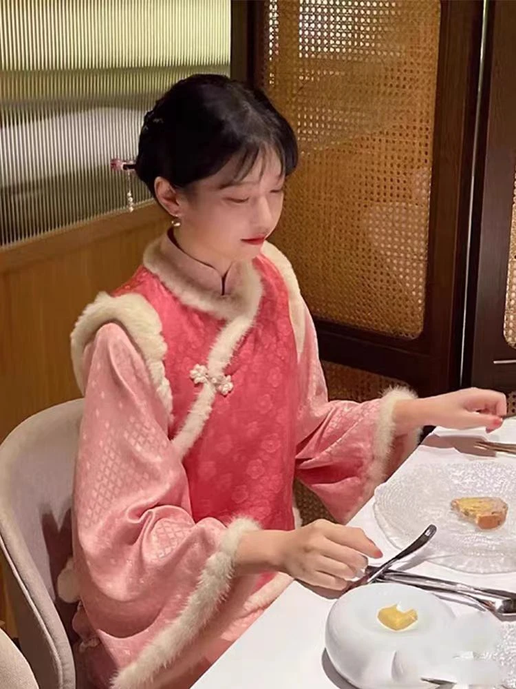 【K23】新中式改良旗袍背心马甲年轻款少女小个子大方得体穿搭秋冬