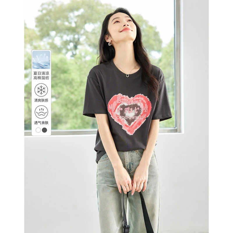 梵希蔓韩系宽松百搭短袖T恤女2025夏季新款透气印花【福袋款