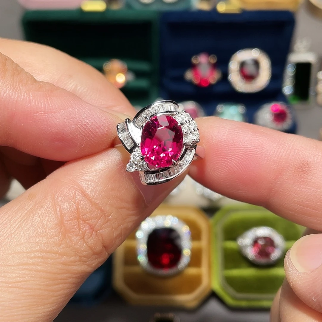 碧玺戒指18K金镶嵌3.92ct