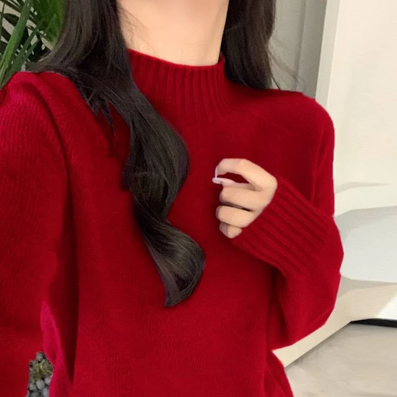 【02】MDS100%羊毛衫中领加厚宽松百搭纯色长袖针织衫-832