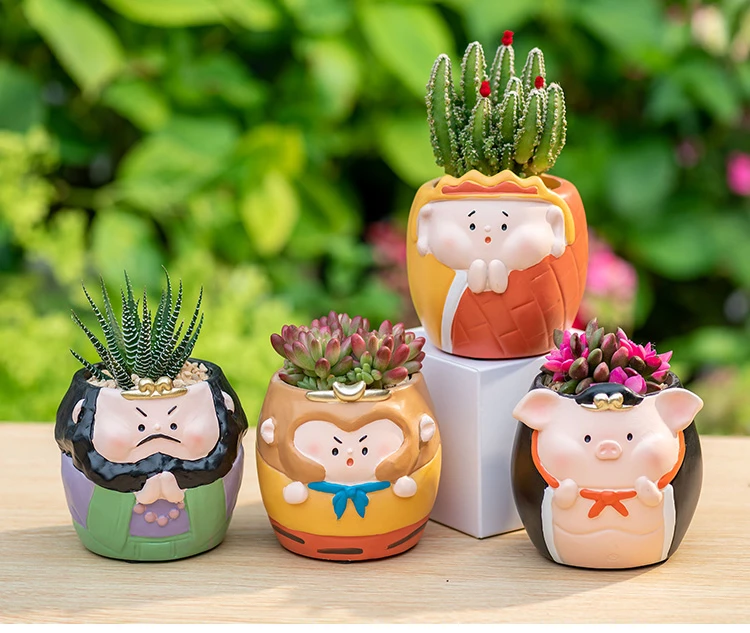 可爱卡通西游悟空造型树脂多肉花盆房间桌面阳台装饰好物多肉盆栽