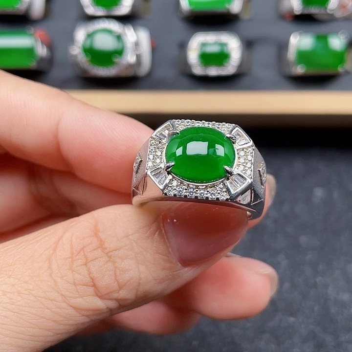 翡翠银S925镶嵌戒指编号2544没运费险