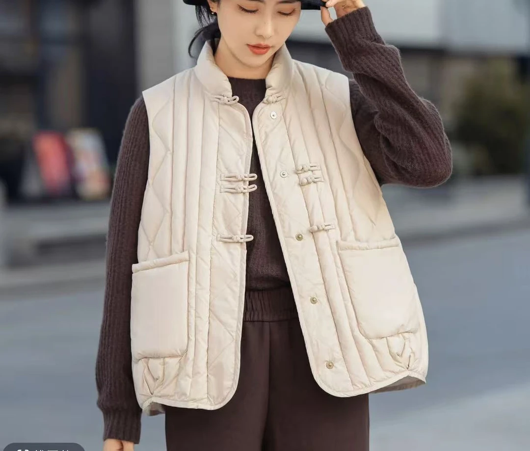 文艺复古盘扣马夹5302