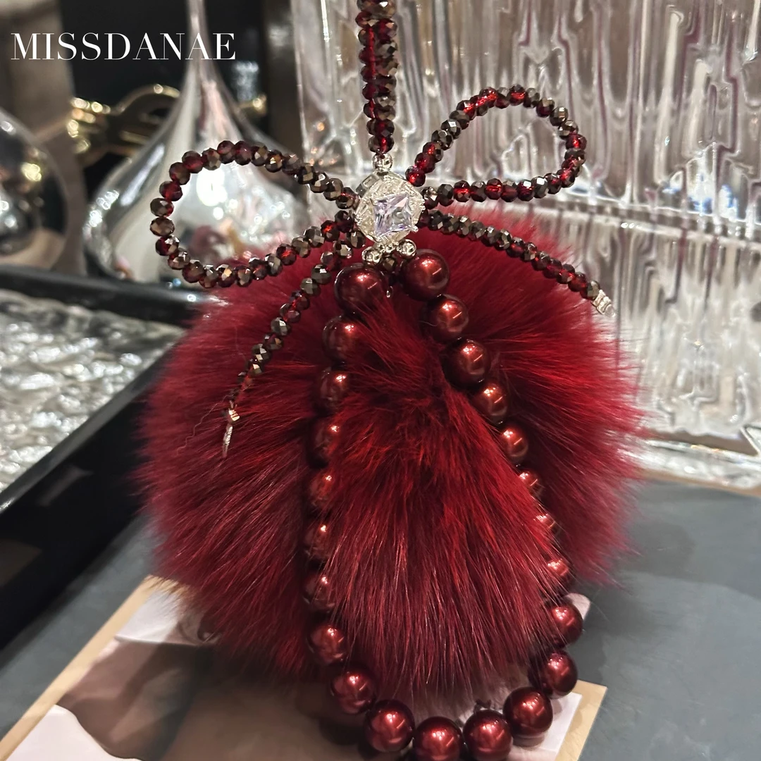 【珍珠毛球】高定水晶手机挂件适用于苹果安卓