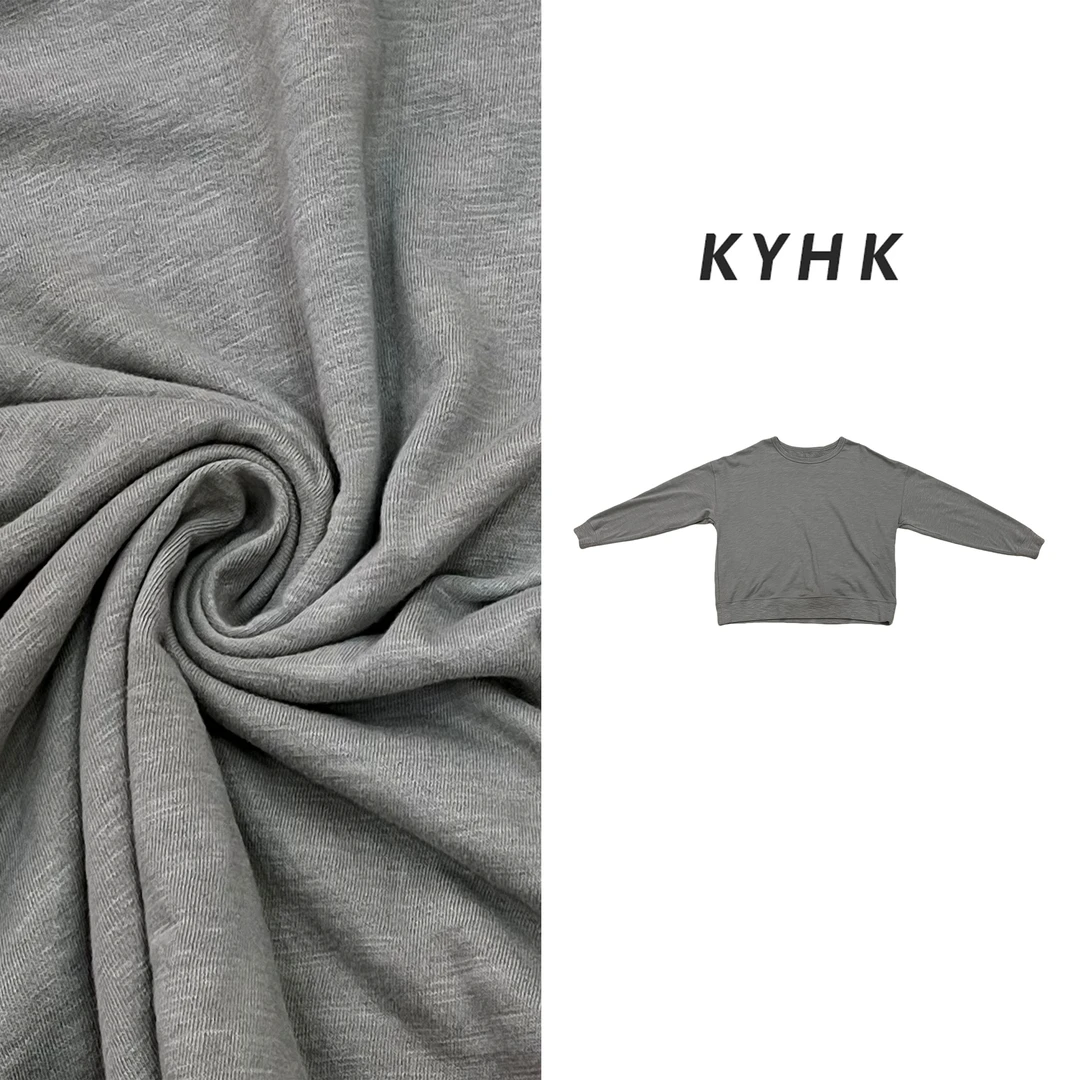 KYHK极简螺纹收口四季毛圈套头T恤240558