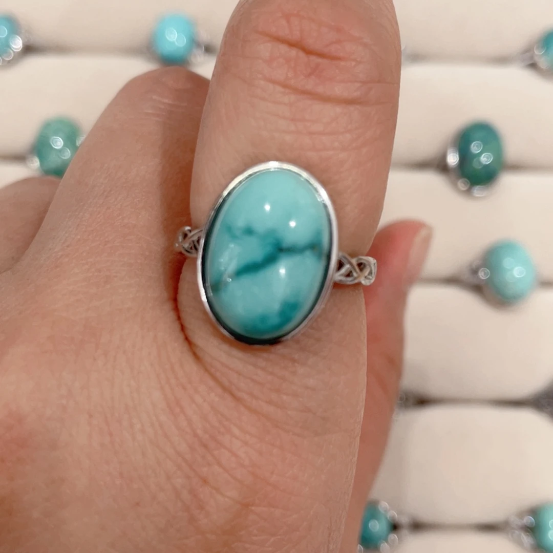 绿松石银S925镶嵌戒指