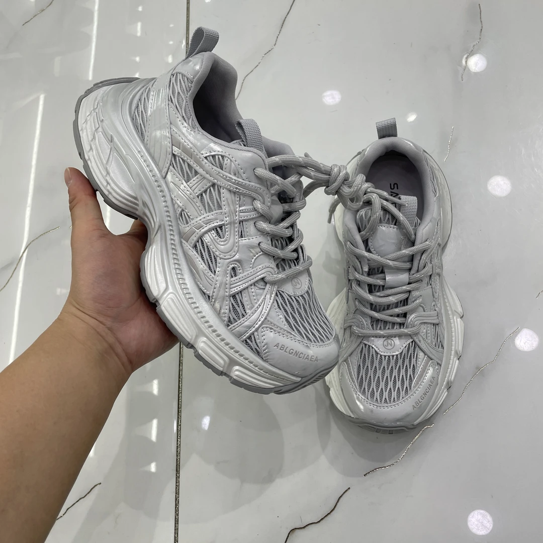 国潮老爹鞋水墨灰夏季镂空网布运动鞋女鞋