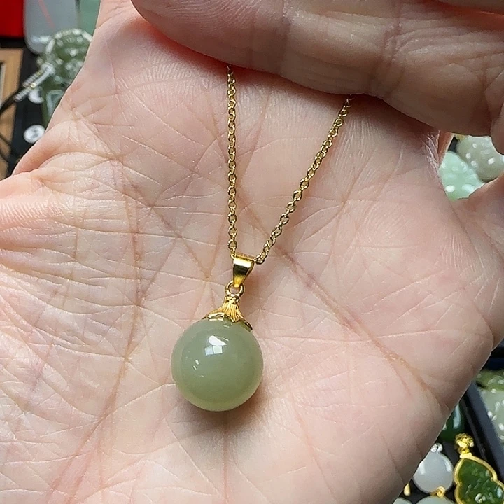 和田玉银S925镶嵌颈饰