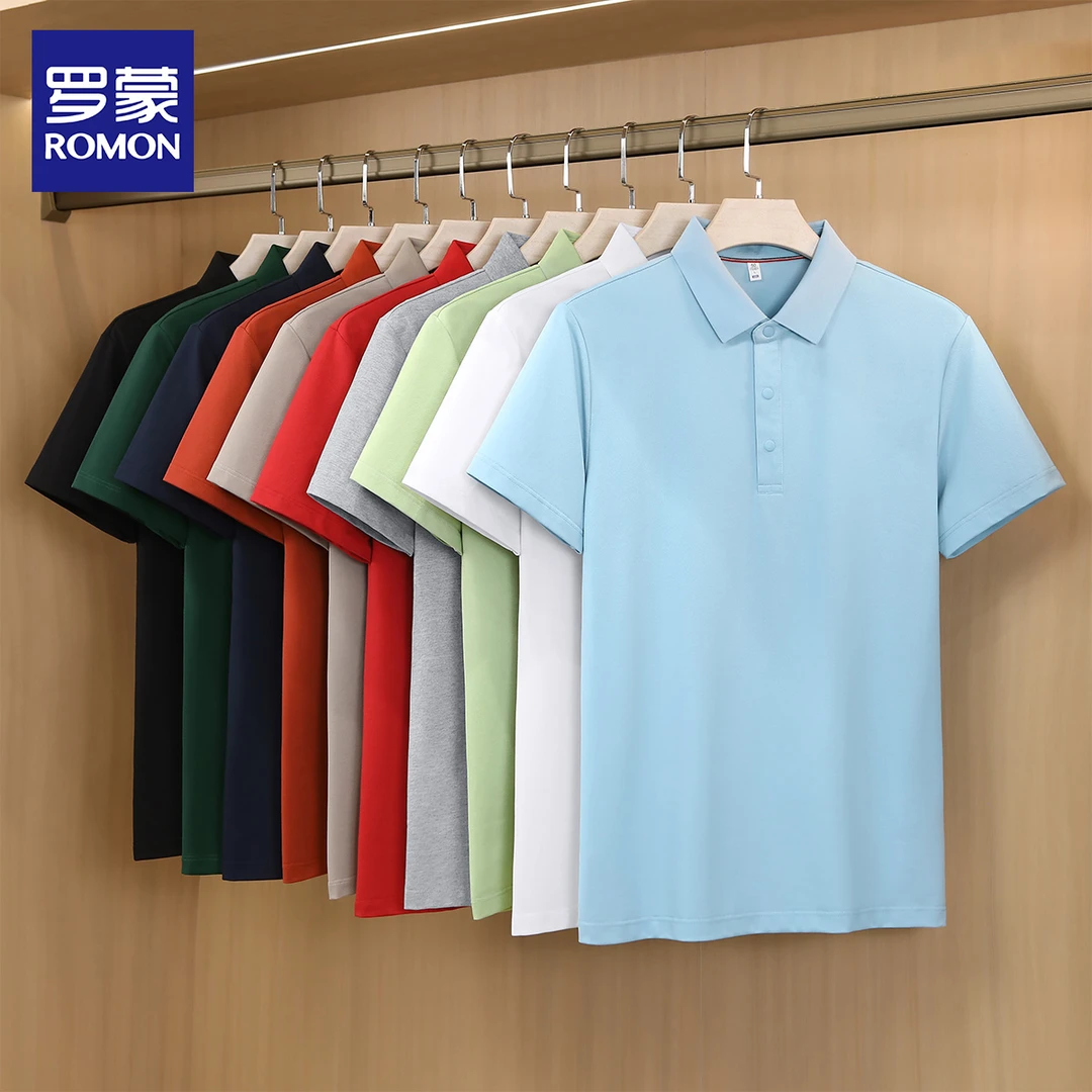 罗蒙夏季新款POLO衫男士百搭纯色冰凉透气薄款速干短袖休闲t恤